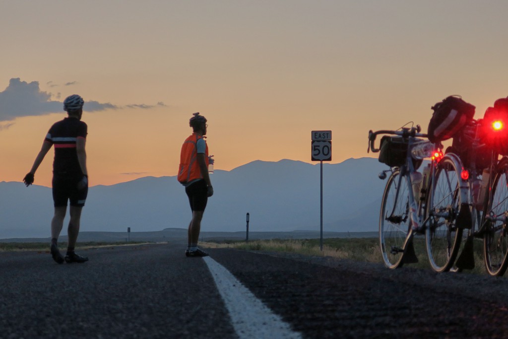Two cyclists in the desert
