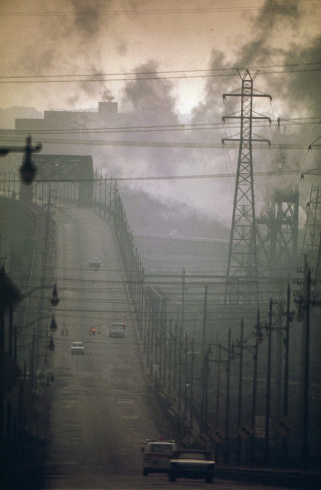 Dark Clouds of Factory Smoke Obscure Clark Avenue Bridge