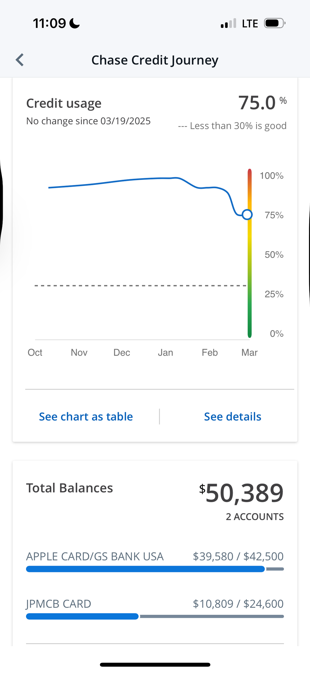 Credit usage as of March 27, 2025: over 75% utilized